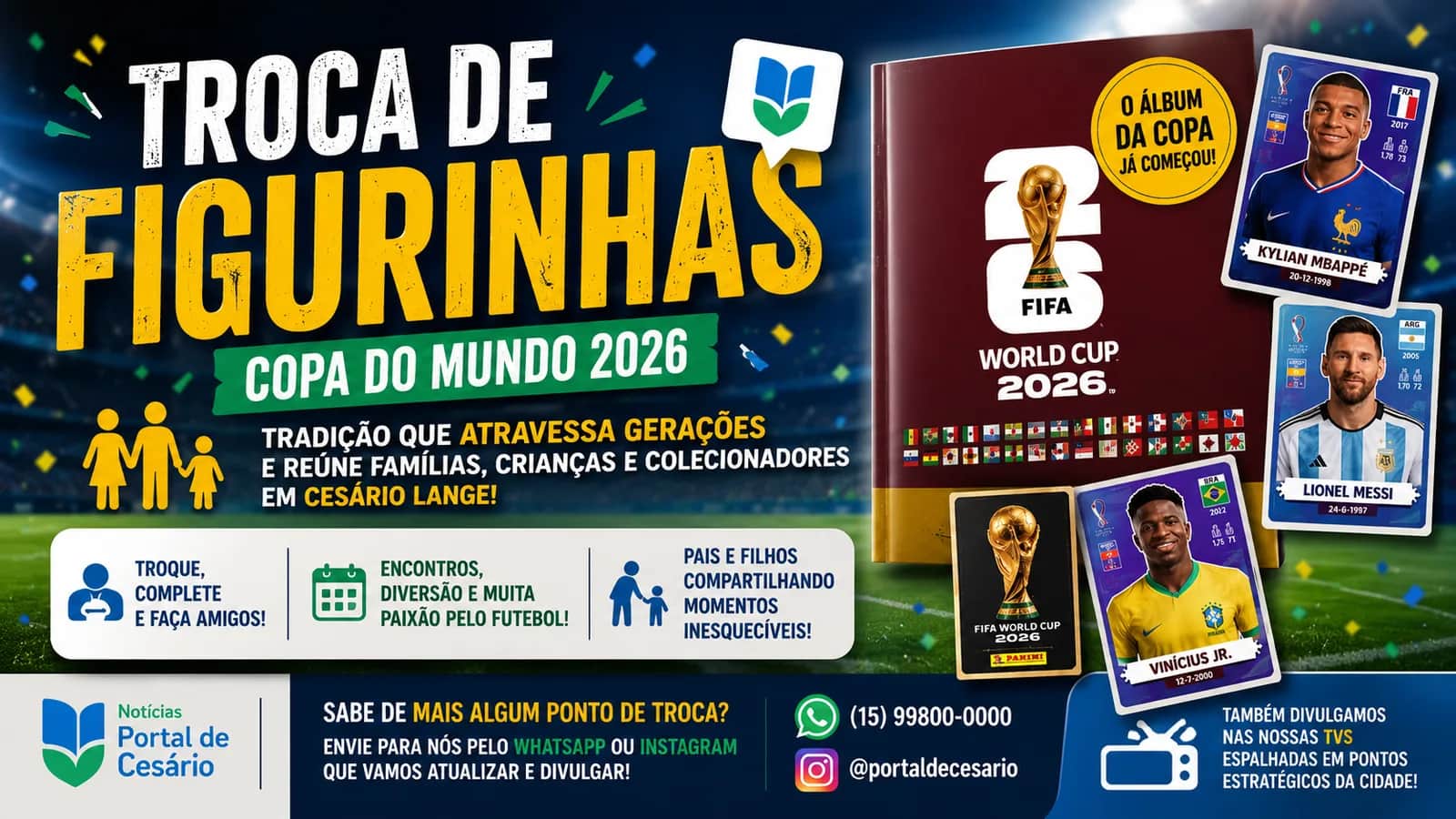 Troca de figurinhas da Copa 2026 já começa a movimentar famílias em Cesário Lang - Cultura em Cesário Lange