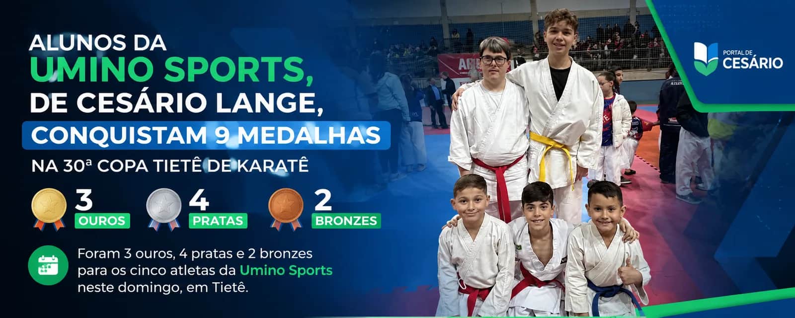 Alunos da Umino Sports, de Cesário Lange, conquistam 9 medalhas na 30ª Copa Tiet - Esportes em Cesário Lange