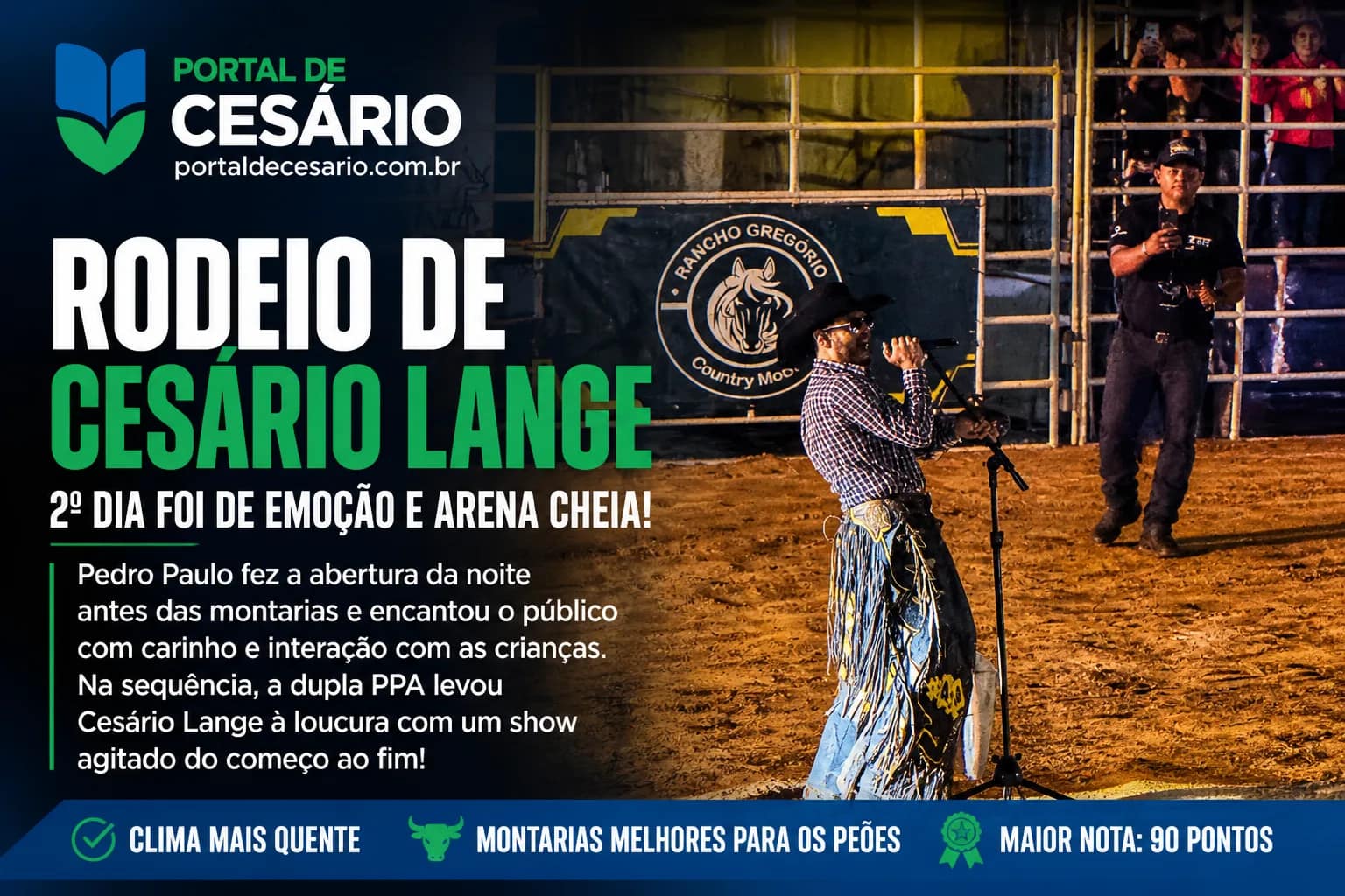 Segundo dia do Rodeio de Cesário Lange tem arena cheia, montarias fortes e show - Cultura em Cesário Lange