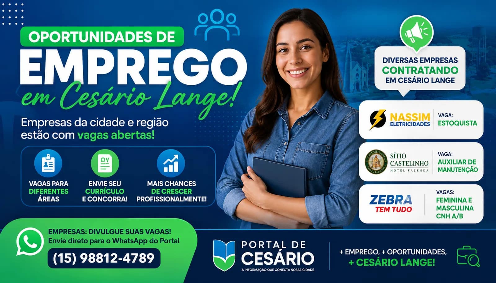 Empresas divulgam novas vagas de emprego em Cesário Lange; oportunidades vão de - Empregos em Cesário Lange