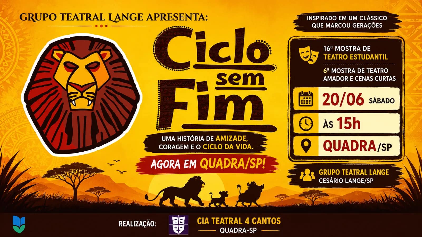 Grupo Teatral Lange leva “O Ciclo Sem Fim” para mostra teatral em Quadra após em - Cultura em Cesário Lange