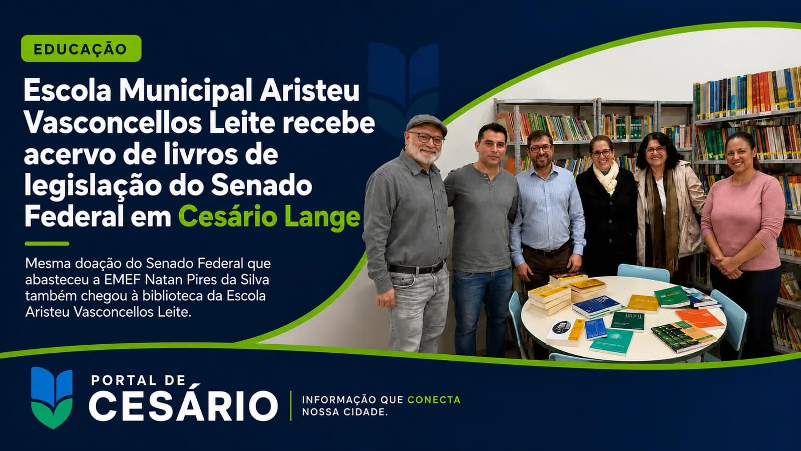 Escola Municipal Aristeu Vasconcellos Leite recebe acervo de livros de legislaçã - Educação em Cesário Lange