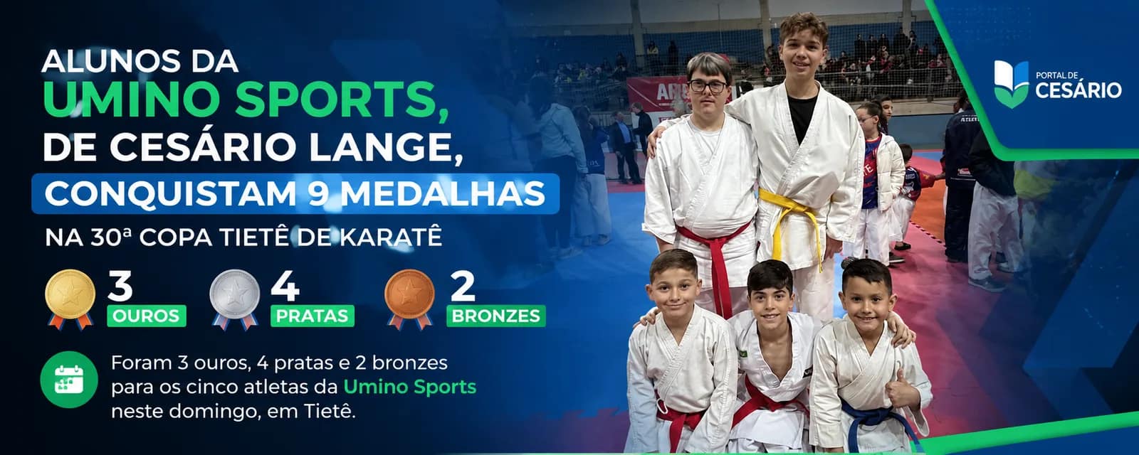 Alunos da Umino Sports, de Cesário Lange, conquistam 9 medalhas na 30ª Copa Tiet - Esportes em Cesário Lange