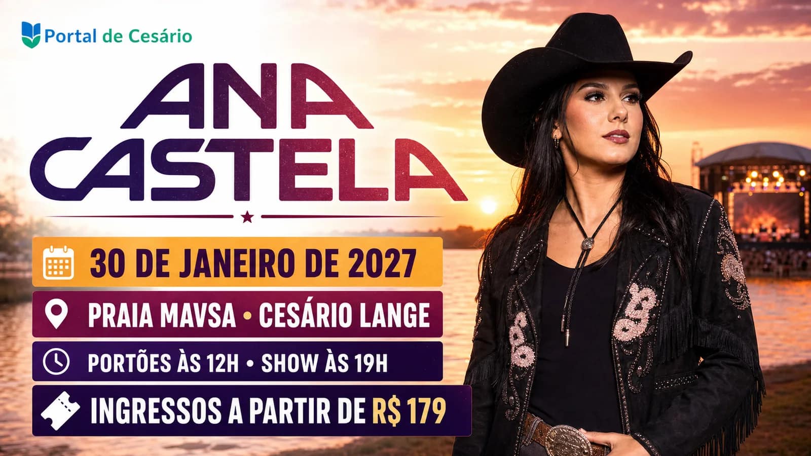Ana Castela fará show na Praia Mavsa, em Cesário Lange; ingressos já estão à ven - Cultura em Cesário Lange