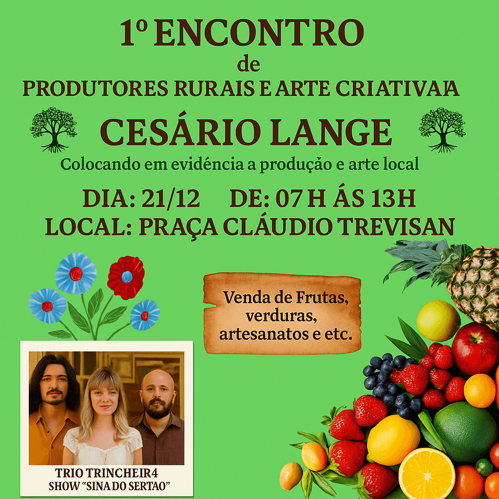 Cesário Lange recebe o 1º Encontro de Produtores Rurais e Artesãos no dia 21 de dezembro