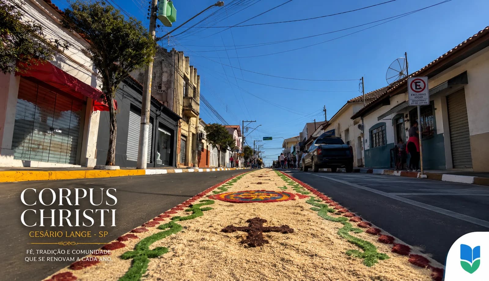 Comunidade se reúne para confeccionar tradicional tapete de Corpus Christi em Cesário Lange