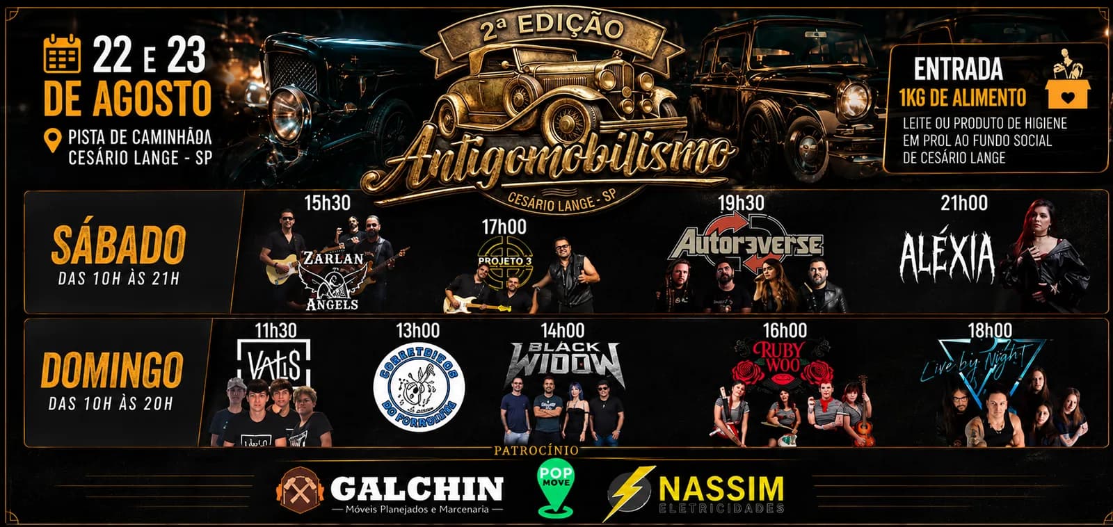 Antigomobilismo em Cesário Lange divulga programação musical para 22 e 23 de agosto