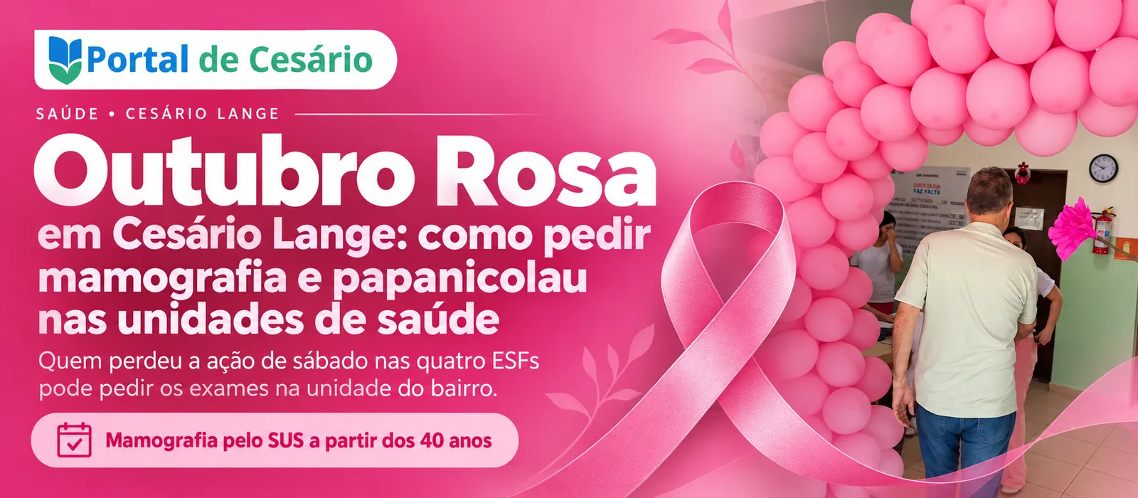 Outubro Rosa em Cesário Lange: como pedir mamografia e papanicolau nas unidades de saúde