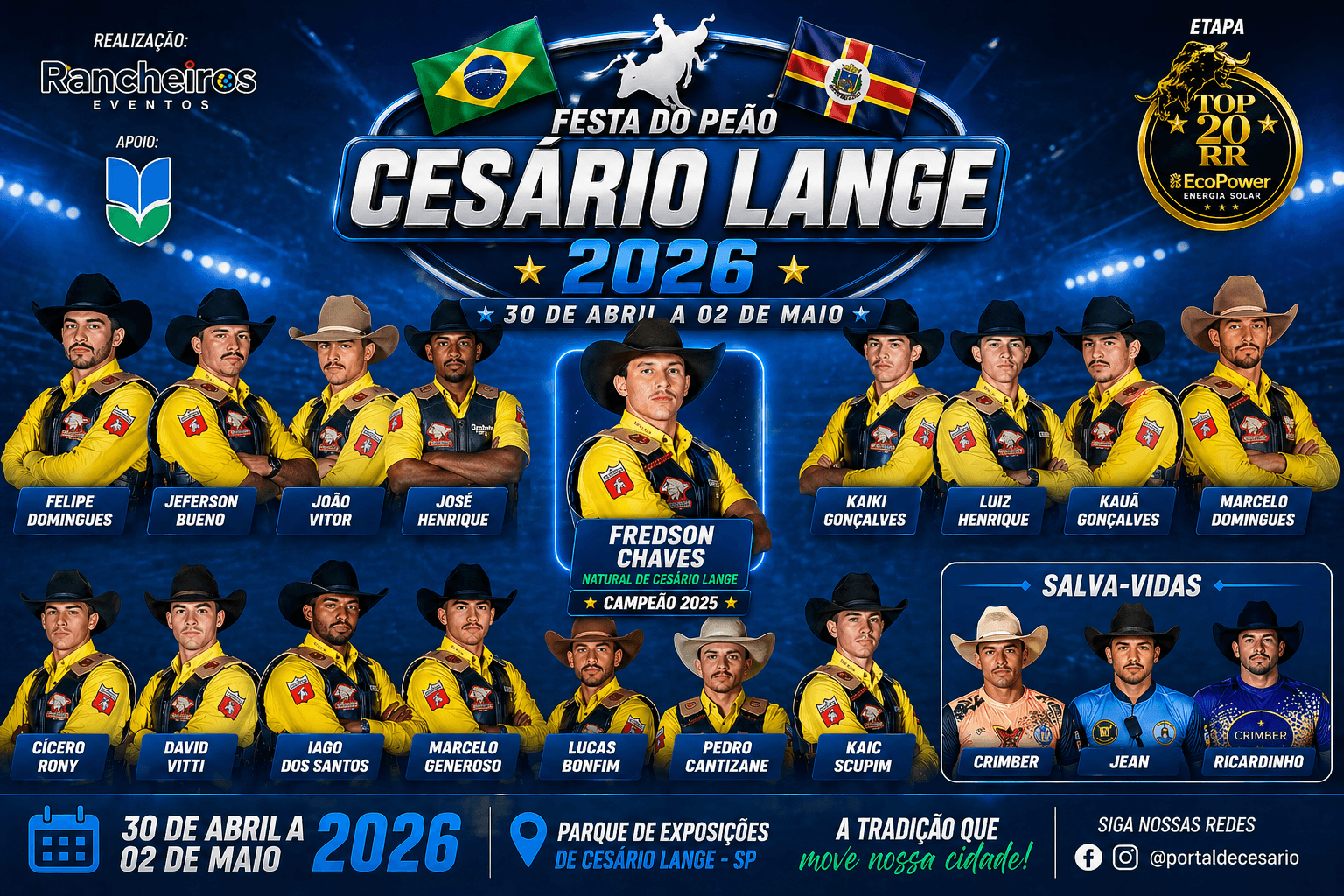 Peões e salva-vidas do rodeio prometem grandes emoções na Festa do Peão de Cesár - Cultura em Cesário Lange