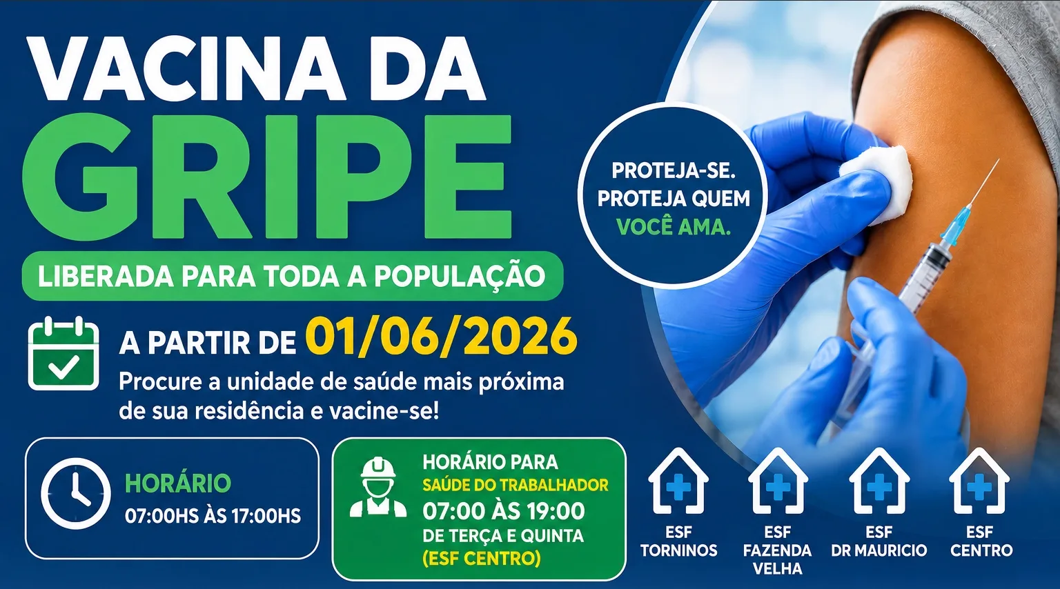 Vacina da gripe é liberada para toda a população em Cesário Lange a partir desta segunda-feira