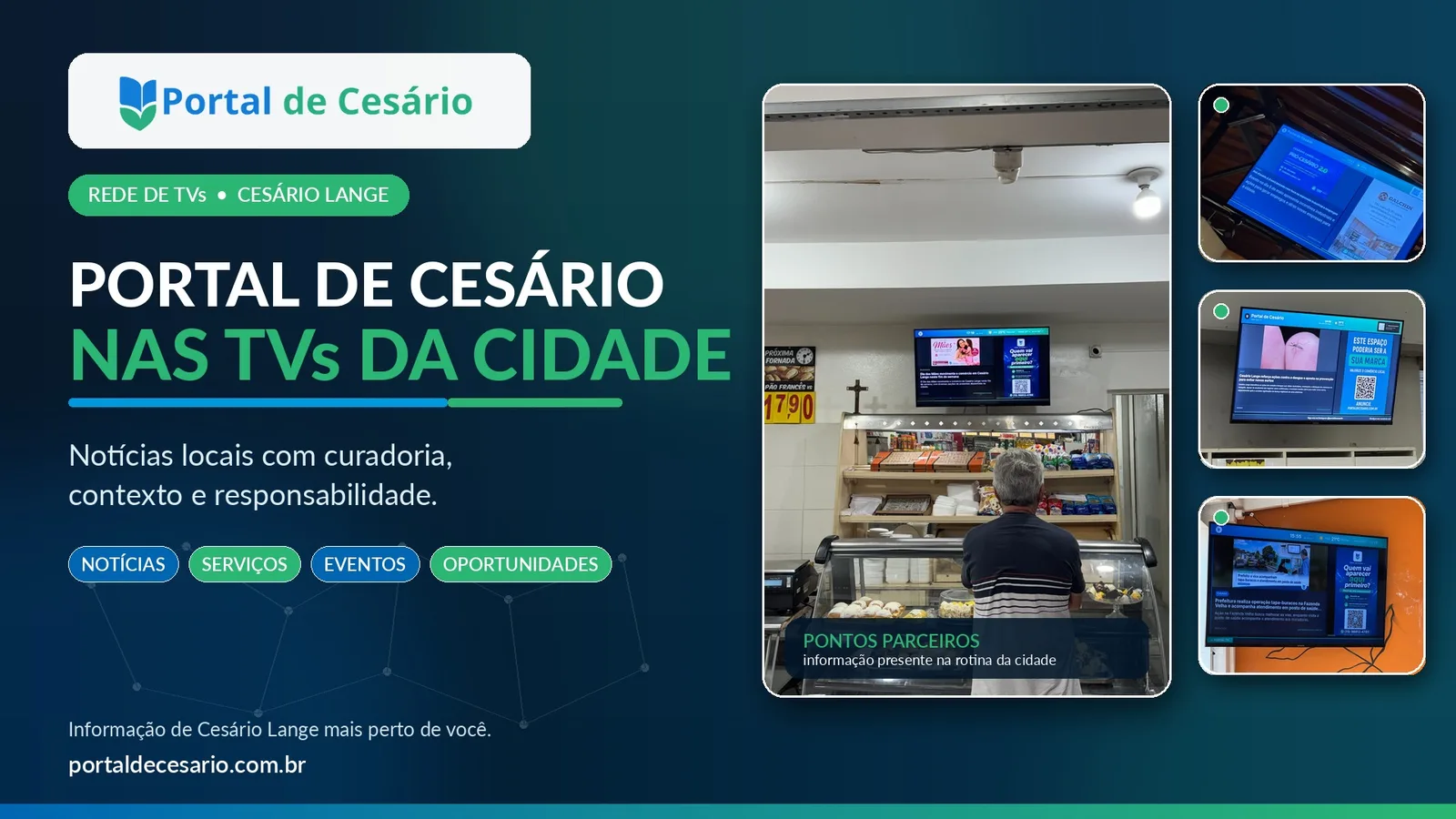 Portal de Cesário leva notícias locais a TVs instaladas em diferentes pontos de - Cidade em Cesário Lange
