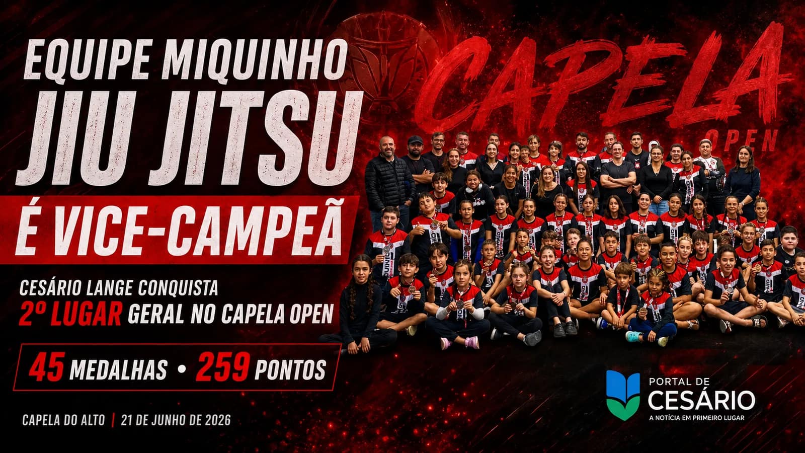 Equipe Miquinho Jiu Jitsu, de Cesário Lange, é vice-campeã do Capela Open - Esportes em Cesário Lange