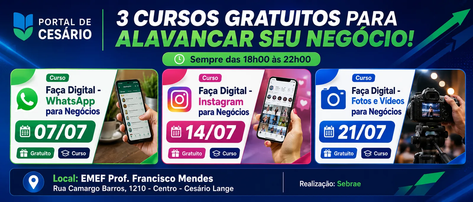 SEBRAE leva trilha gratuita de cursos digitais para empreendedores de Cesário Lange