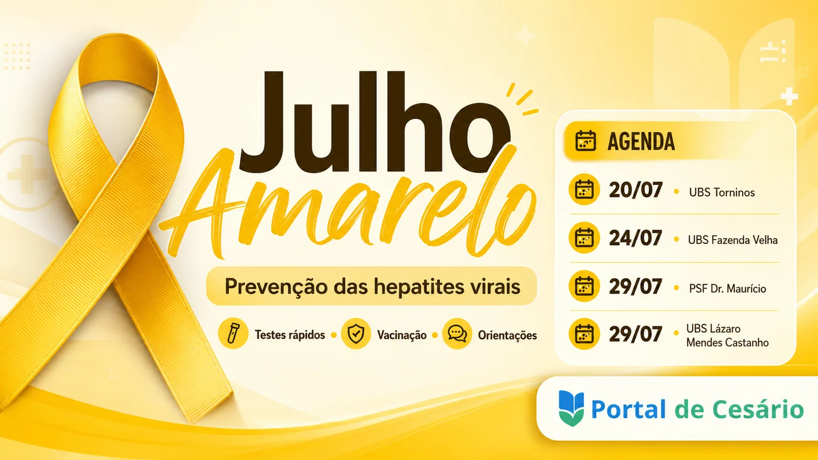 Cesário Lange Intensifica Ações do Julho Amarelo com Testes Gratuitos e Vacinação