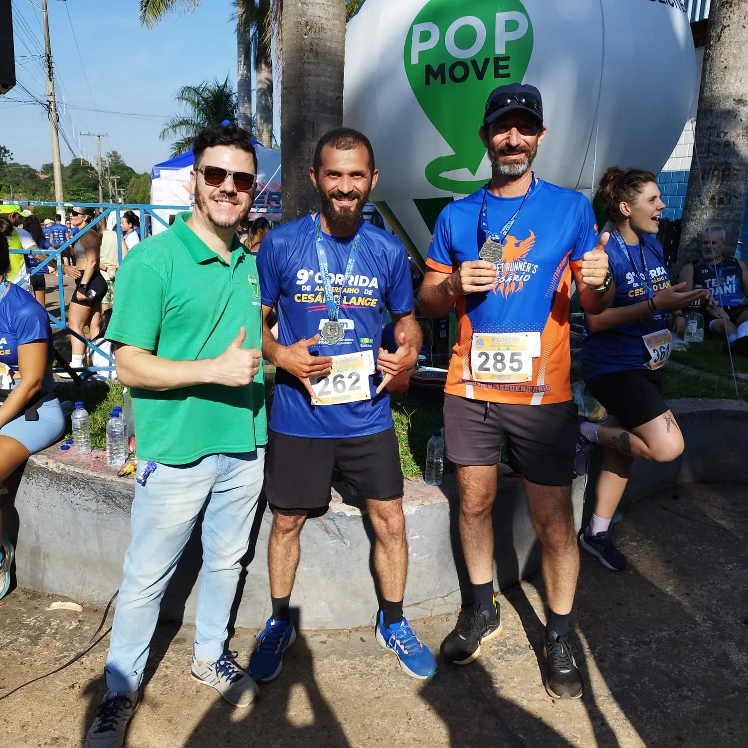 Corrida aniversário de Cesário Lange Eduardo com os atletas Damião e Marins.