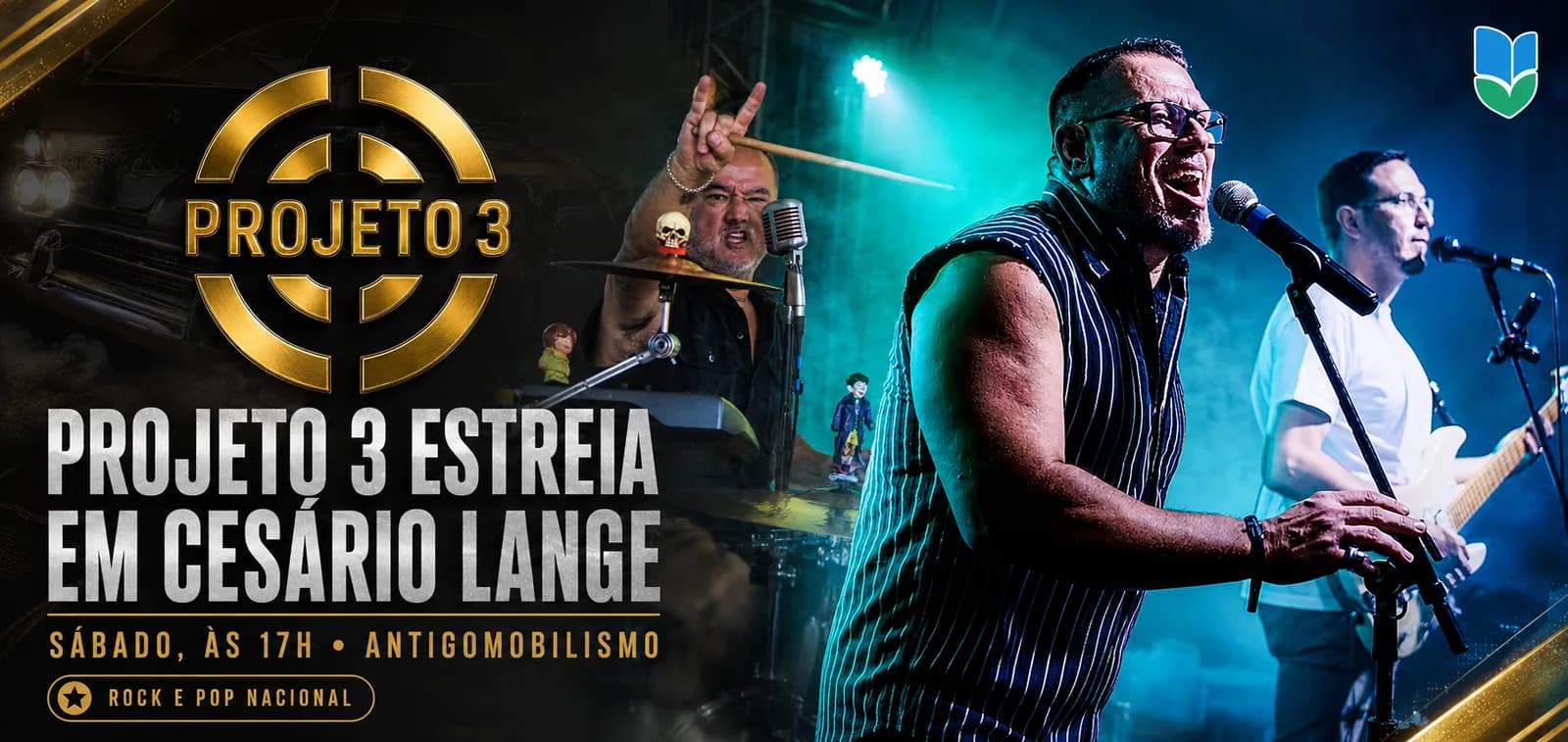 Projeto 3 estreia em Cesário Lange no Antigomobilismo com show de rock e pop nacional