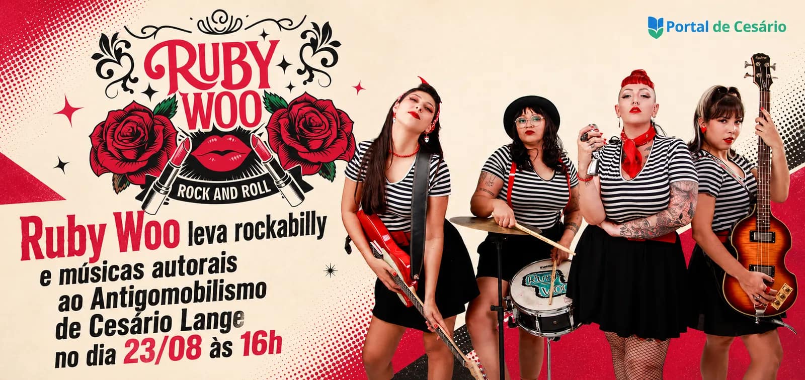 Ruby Woo leva rockabilly e músicas autorais ao Antigomobilismo de Cesário Lange - Cultura em Cesário Lange