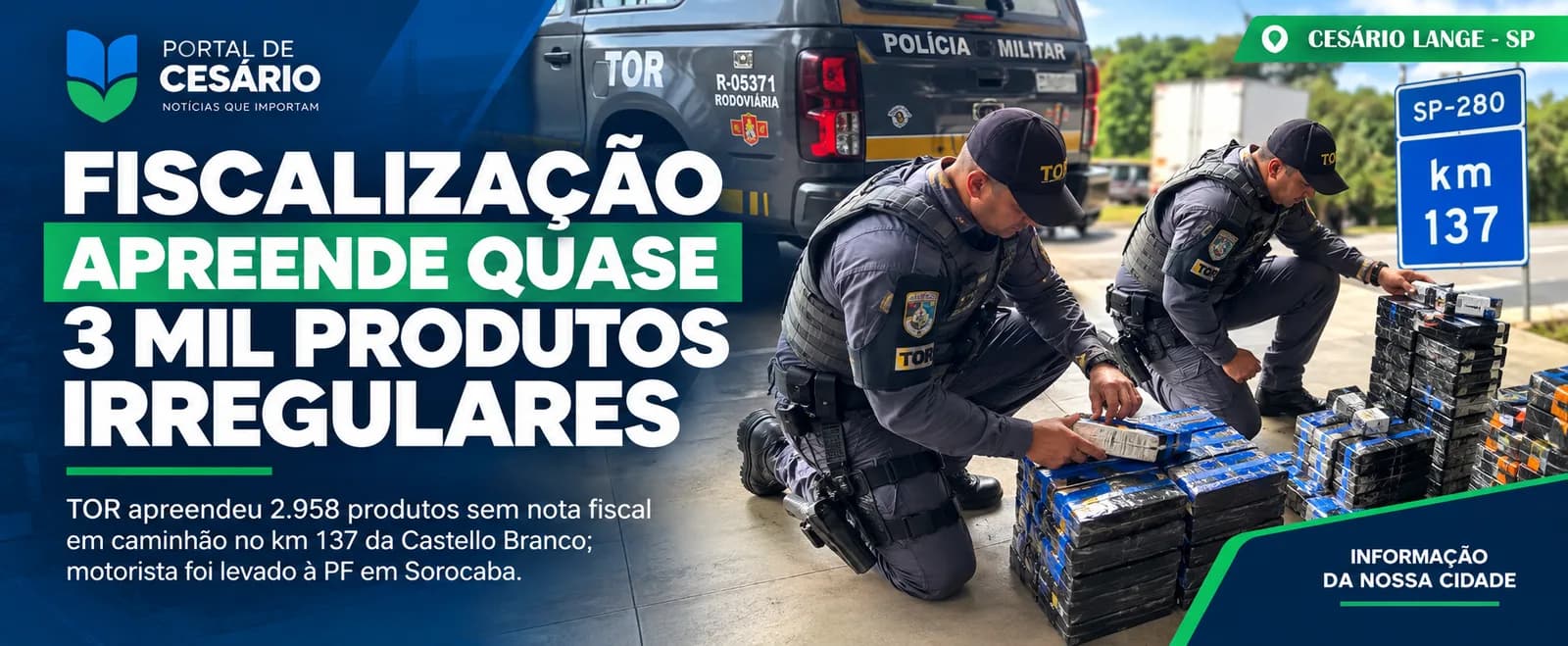 Fiscalização apreende quase 3 mil produtos irregulares na Castello Branco, em Cesário Lange