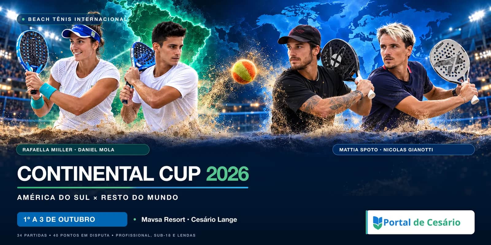 Continental Cup de beach tênis começa nesta quinta em Cesário Lange; veja ingres - Esportes em Cesário Lange