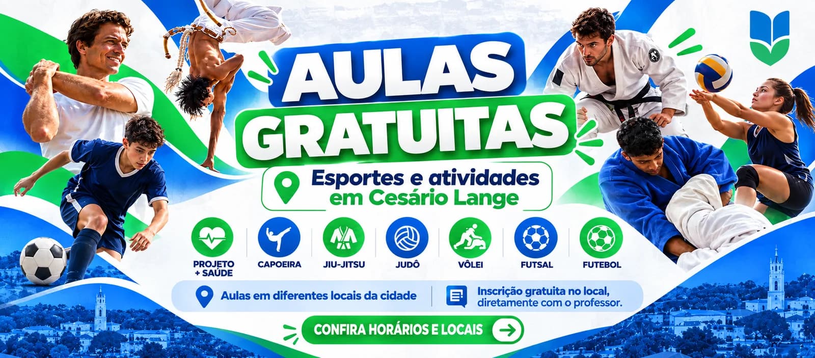 Esportes gratuitos em Cesário Lange: veja horários e locais de 7 modalidades oferecidas pela Prefeitura