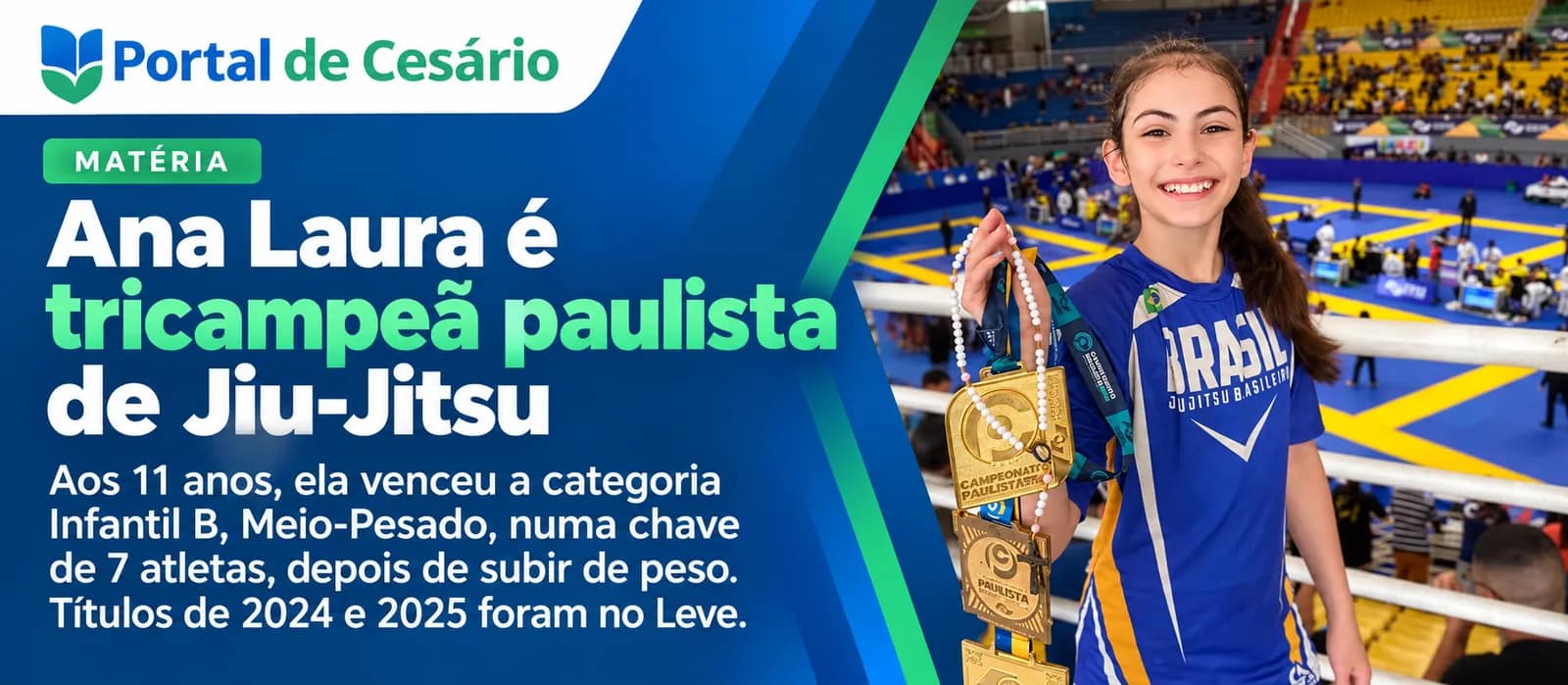 Matéria: Ana Laura é tricampeã paulista de Jiu-Jitsu - Esportes em Cesário Lange