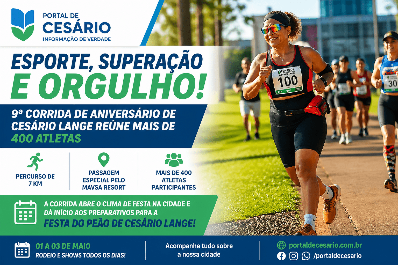 Corrida de Aniversário de Cesário Lange reúne mais de 400 atletas e abre clima de festa na cidade